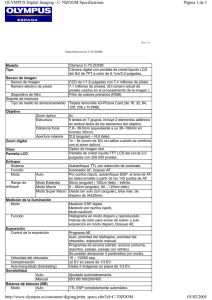 Página 1 de 3 OLYMPUS Digital Imaging - C-70ZOOM Specifications