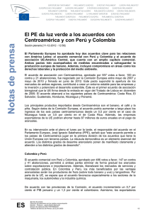 Parlamento Europeo aprueba el Acuerdo Comercial entre el Per , Colombia y la Uni n Europea
