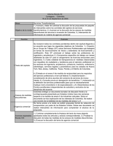 Informe Ronda XII Cartagena -  Colombia Mesa: Servicios