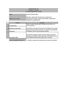 Informe Ronda  XII Cartagena, Colombia Mesa: Asuntos