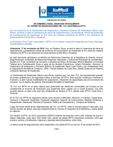 Guatemala y la AELC anuncian oficialmente el cierre de negociaciones de libre comercio