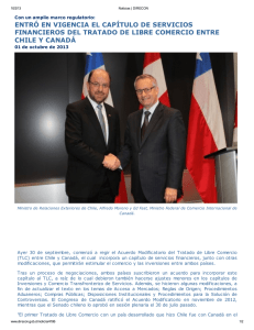 Entra en vigencia el Acuerdo Modificatorio al Tratado de Libre Comercio Chile-Canad