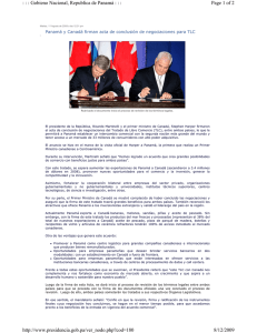 Canad y Panam concluyen negociaciones de libre comercio