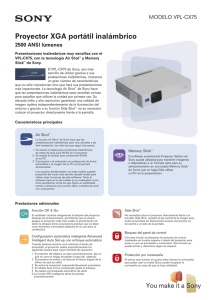 Proyector XGA portátil inalámbrico MODELO VPL-CX75 2500 ANSI lúmenes