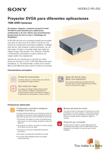 Proyector SVGA para diferentes aplicaciones MODELO VPL-ES2 1500 ANSI lúmenes