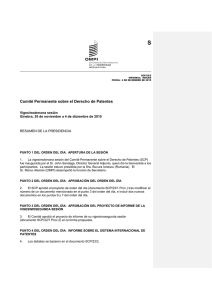 S Comité Permanente sobre el Derecho de Patentes Vigesimotercera sesión