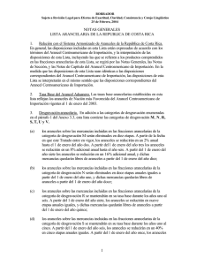 Notas Generales - Categorías de desgravación de Costa Rica