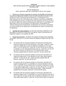 Notas Generales - Categorías de desgravación de El Salvador