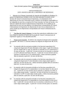 Notas Generales - Categorías de desgravación de Honduras