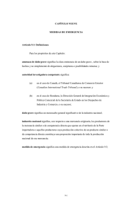 CAPÍTULO NUEVE  MEDIDAS DE EMERGENCIA Artículo 9.1: Definiciones