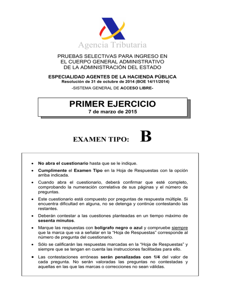 Cuestionario Primer Ejercicio. Tipo B