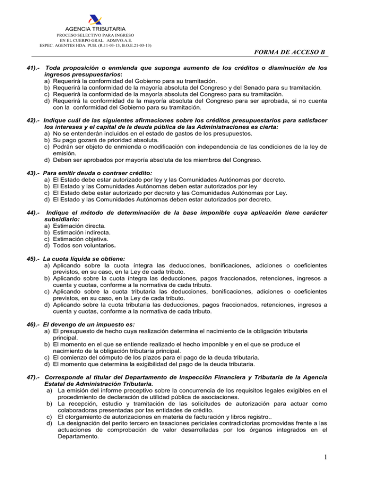 Cuestionario Primer Ejercicio, Acceso B