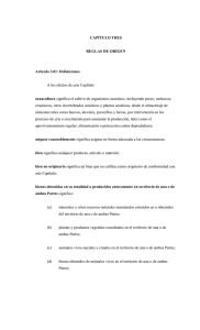 CAPÍTULO TRES  REGLAS DE ORIGEN Artículo 3.01: Definiciones
