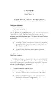 CAPÍTULO VEINTE  TRANSPARENCIA Sección A - Publicación, Notificación y Administración de Leyes