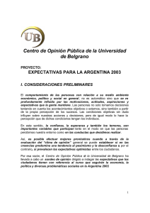 Centro de Opinión Pública de la Universidad de Belgrano I. CONSIDERACIONES PRELIMINARES