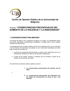 Centro de Opinión Pública de la Universidad de Belgrano “CONSECUENCIAS PSICOSOCIALES DEL