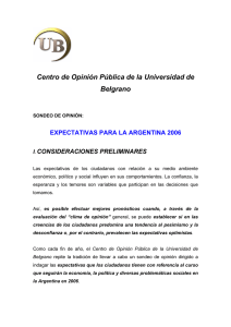 Centro de Opinión Pública de la Universidad de Belgrano CONSIDERACIONES PRELIMINARES