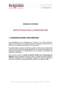 EXPECTATIVAS PARA LA ARGENTINA 2008 . CONSIDERACIONES PRELIMINARES  SONDEO DE OPINIÓN