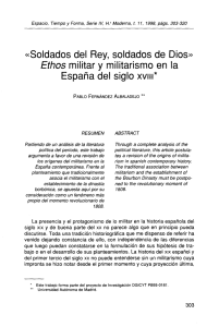 «Soldados del Rey, soldados de Dios» España del siglo xviii* Ethos