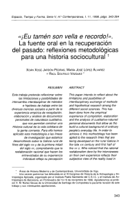 «¡Eu tamén son vella e recordó!». del pasado: reflexiones metodológicas