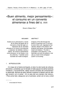 «Buen alimento, mejor pensamiento» el consumo en un convento