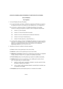 ANEXO III: MEDIDAS DISCONFORMES EN SERVICIOS FINANCIEROS  Lista de Honduras