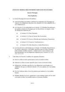 ANEXO III: MEDIDAS DISCONFORMES SERVICIOS FINANCIEROS Lista de Nicaragua Nota Explicativa