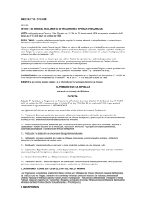 Decreto Nº 391 de 2002 - Precursores y productos químicos