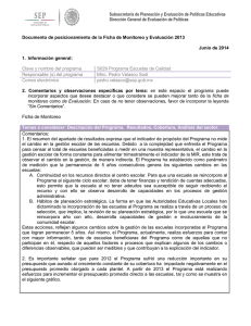 Documento de posicionamiento de la Ficha de Monitoreo y Evaluación 2013