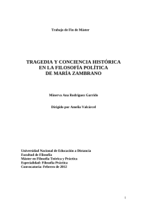 TRAGEDIA Y CONCIENCIA HISTÓRICA EN LA FILOSOFÍA POLÍTICA DE MARÍA ZAMBRANO