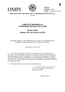 OMPI S COMITÉ DE DESARROLLO Y PROPIEDAD INTELECTUAL (CDIP)