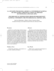 LA ATENCIÓN PSICOLÓGICA DESDE LA UNIVERSIDAD NACIONAL DE PSICOLOGÍA APLICADA (SPA)