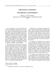 PSICOLOGÍA E INTERNET PSYCHOLOGY AND INTERNET M A. V