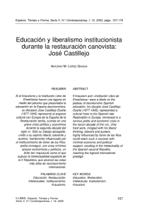 Educación y liberalismo institucionista durante la restauración canovista: José Castillejo