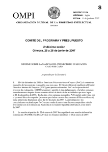 OMPI S COMITÉ DEL PROGRAMA Y PRESUPUESTO Undécima sesión