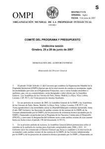 OMPI S COMITÉ DEL PROGRAMA Y PRESUPUESTO Undécima sesión