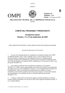 OMPI S COMITÉ DEL PROGRAMA Y PRESUPUESTO Duodécima sesión