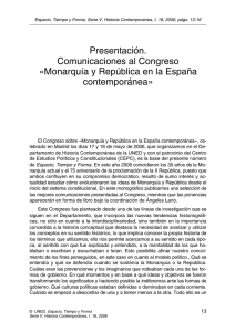 Presentación. Comunicaciones al Congreso «Monarquía y República en la España contemporánea»