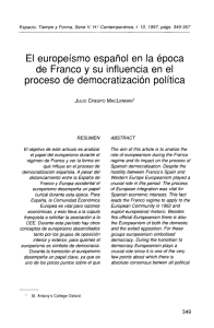 El europeísimo español en la época proceso de democratización política