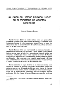 La Etapa de Ramón Serrano Súñer en el Ministerio de Asuntos Exteriores