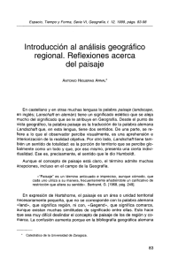 Introducción al análisis geográfico regional. Reflexiones acerca del paisaje
