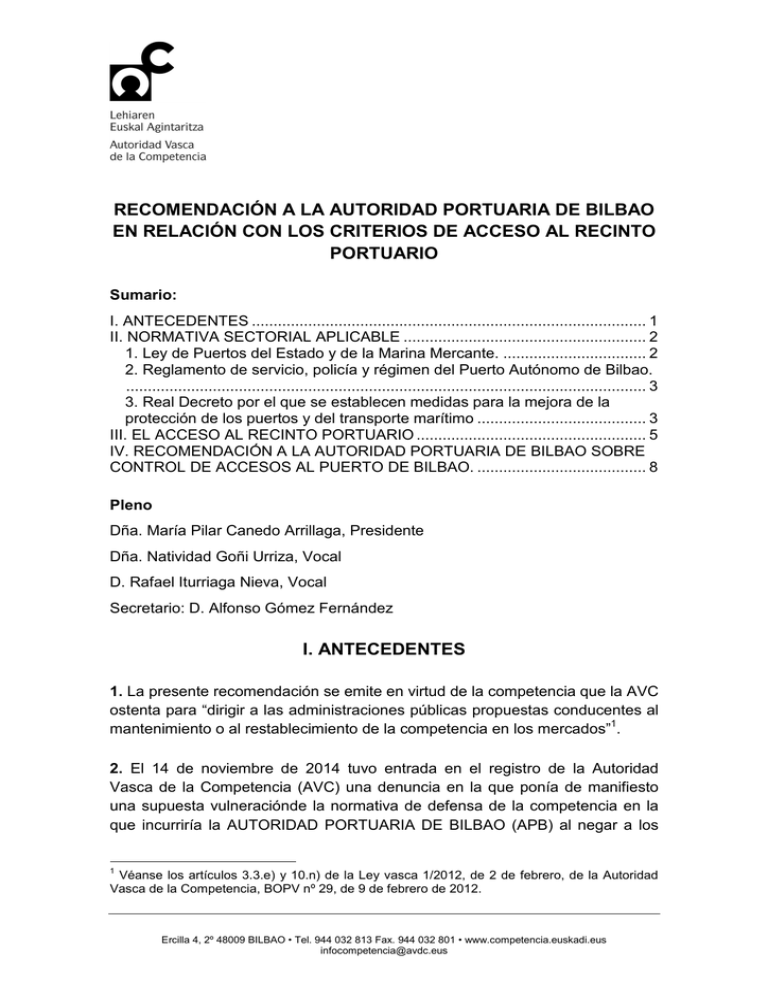 RECOMENDACI N SOBRE ACCESO AL PUERTO