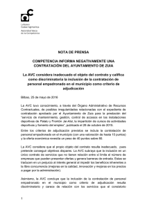 Informe negativo a una Contrataci n del Ayuntamiento de Zuia