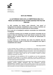 La Avc sanciona a trece autoescuelas de Vitoria-Gasteiz por concertaci n de precios