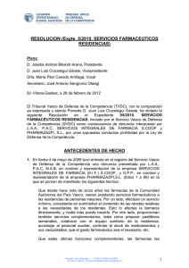 RESOLUCION (Expte. 5/2010, SERVICIOS FARMACEUTICOS RESIDENCIAS)
