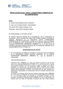 RESOLUCION (Expte. 2/2010, CONDICIONES COMERCIALES DE CARPINTERIA)