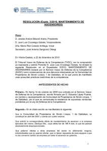 RESOLUCION (Expte. 3/2010, MANTENIMIENTO DE ASCENSORES)