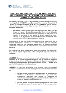 AUTO ACLARATORIO DEL TVDC EN RELACION A LA COMERCIALES”(