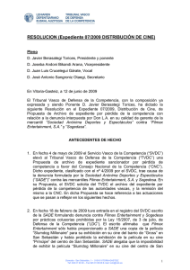RESOLUCION (Expediente 07/2009 DISTRIBUCIÓN DE CINE)