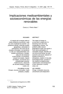 Implicaciones medioambientales y socioeconómicas de las energías renovables